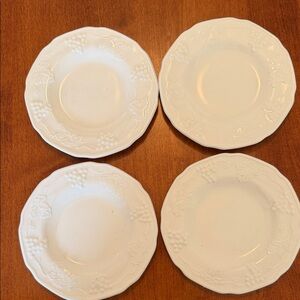 Elegant White Embossed  Plates (milk glass?)